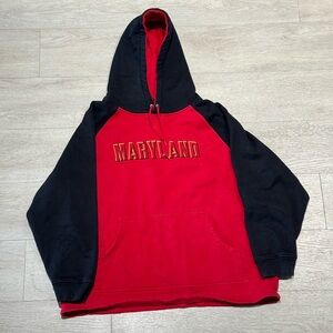 Champs Maryland College Sweatshirt Hoodie Red Adult Embroidered Size Large
